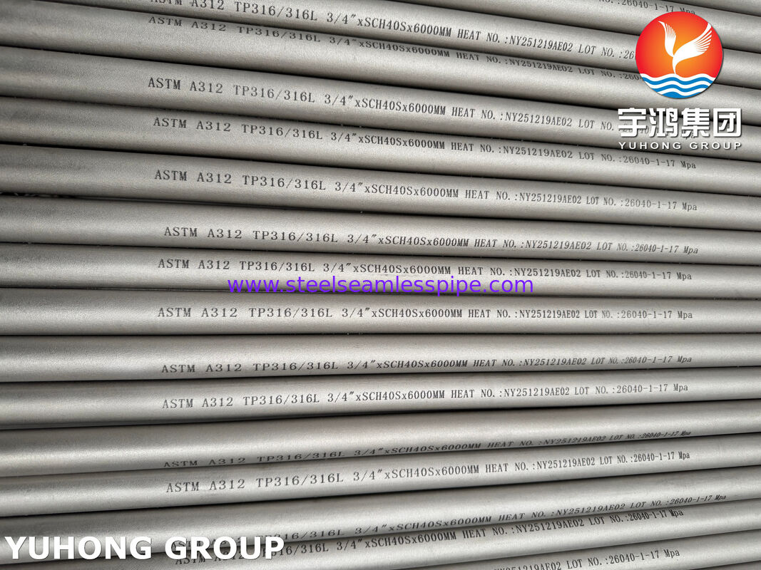 ASTM A312 TP316L / UNS S31603 / EN 1.4404 Endüstri için paslanmaz çelik dikişsiz boru