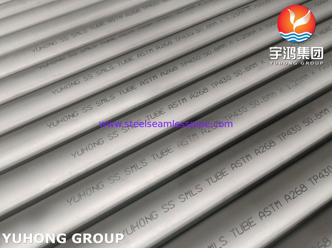 ASTM A268 TP430, UNS S43000 Paslanmaz Çelik Dikişsiz Tüpler Isı Değiştiricisi Tüpler için