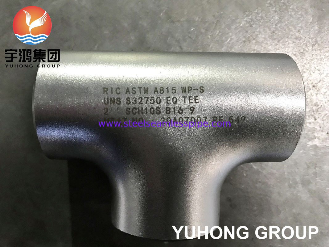 ASTM A815 S32750 Süper Dubleks Paslanmaz Çelik Eşit Tee, Klorür Servisi Kabiliyetli Alın Kaynaklı Bağlantı Parçası