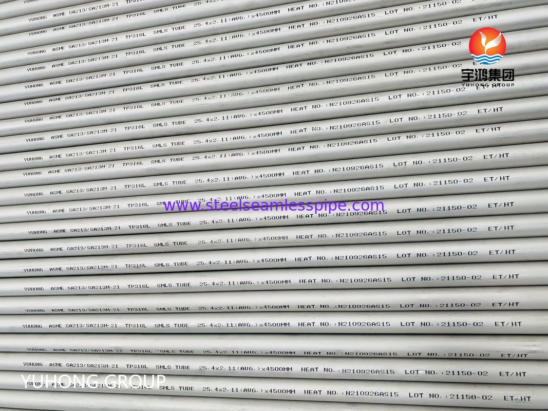 ASTM A213 TP316L, yüksek sıcaklıklı ısı değiştiricisi için klorür korozyona dayanıklılığı olan soğuk lastikli paslanmaz çelik dikişsiz boru