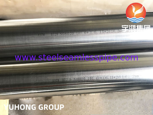 ASTM B729 UNS N08020 Korrozyona dayanıklı ve stabilize kızartılmış işlemli 20 Alloy Koyulamamış Nikel Alloy Boru