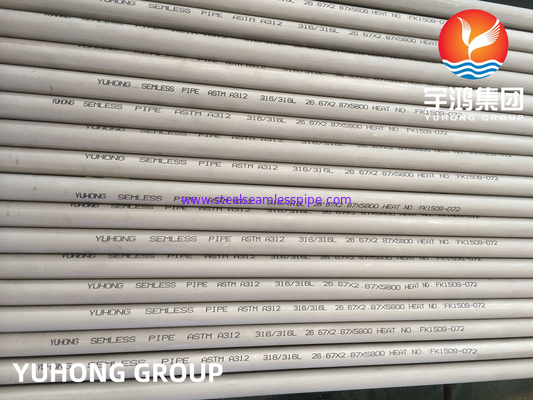 Tubos de Acero Inoxidable Sin Costura ASTM A312 TP304L TP316L Tavlanmış Asitleme %100 UT ET