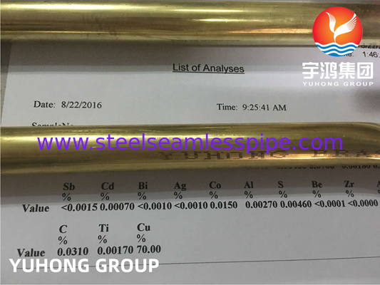 ASTM B111 C44300 Isı Değiştiricileri için Dikişsiz Bakır Nikel Tüp