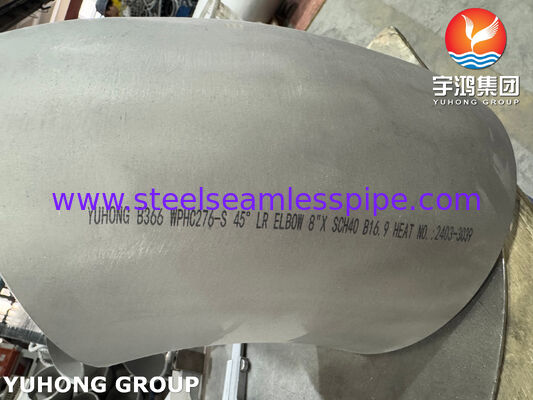 ASTM B366 UNS N10276 / WPHC276 Boru Bağlantı Parçası Hastelloy C276 45 Derece Uzun Yarıçaplı Dirsek