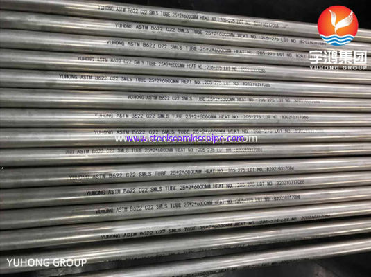 ASTM B622 C22 UNS N06022 Hastelloy Çelik Dikişsiz Boru 25*2*6000mm